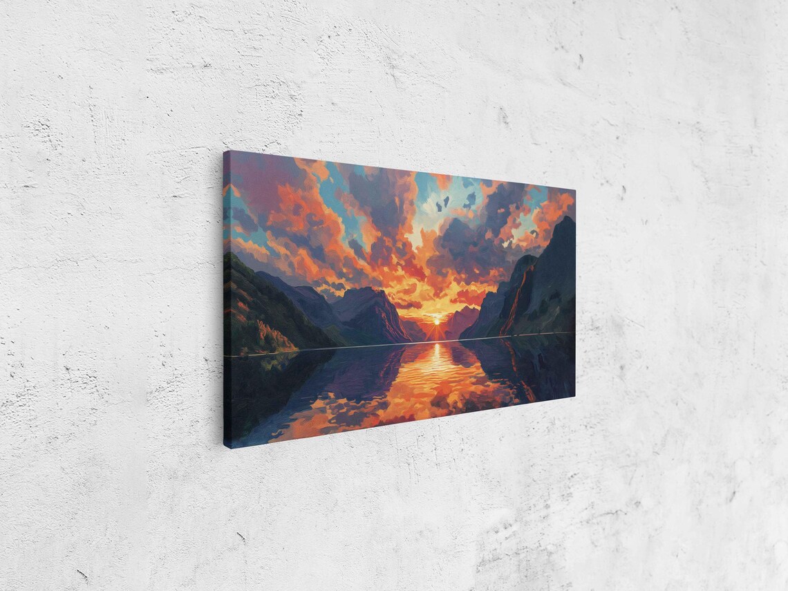 Sunset Over Geiranger Lake, Dramatic Clouds - Image 4