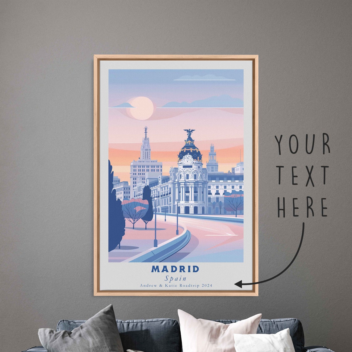 Madrid Spain Gran Via Architecture Sunset Pastel Travel Poster - Image 3