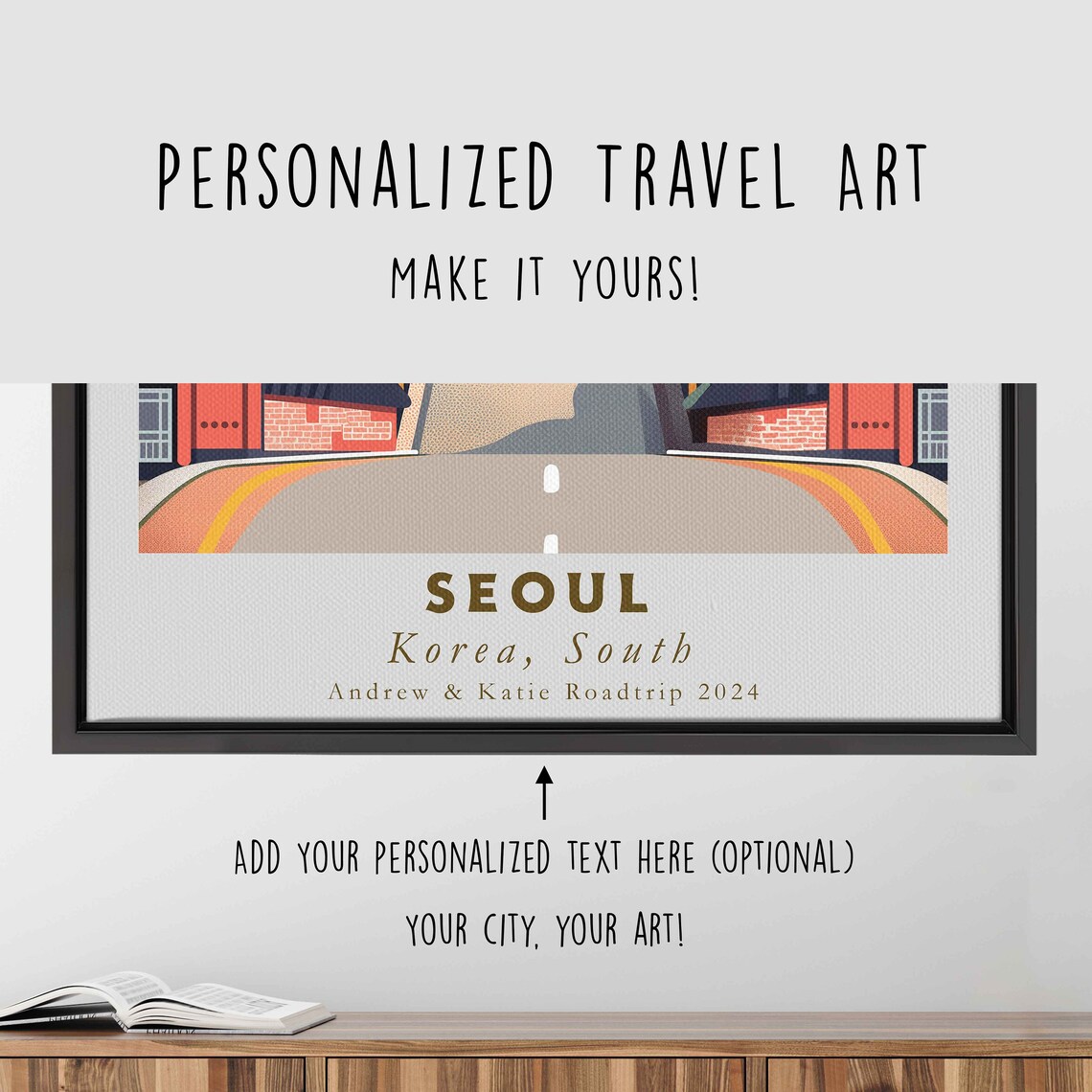 Seoul Korea Old Town Hanok Street Palace Skyline View Travel Poster - Image 4