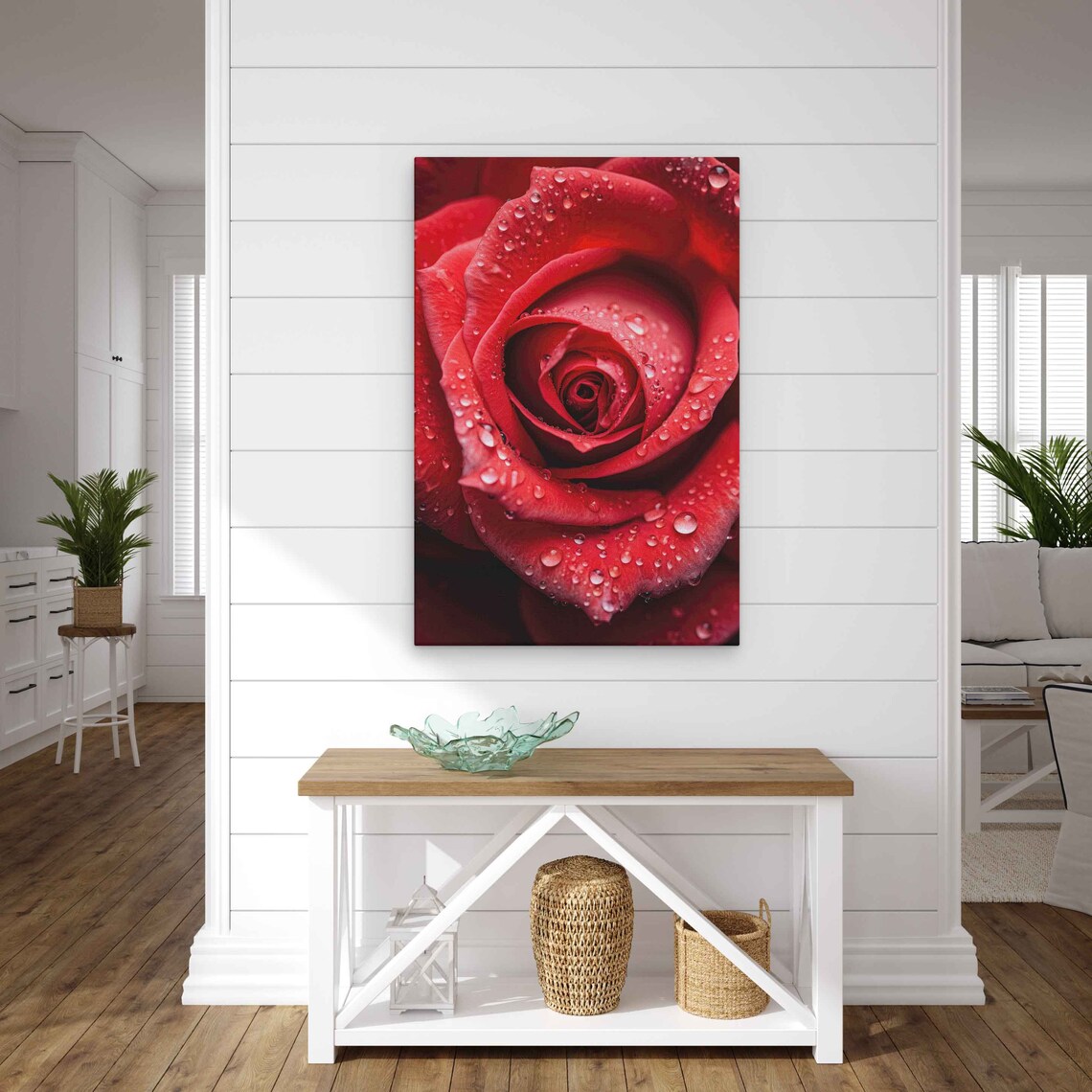 Red Rose Morning Dew Drops Closeup Romantic Floral Photo Poster - Image 3