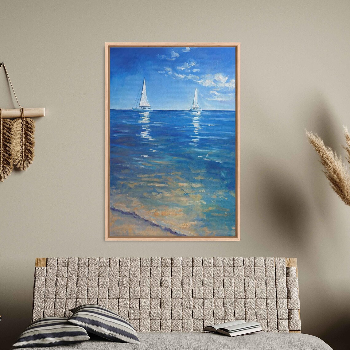Peaceful Ocean View With Sailboats Art Print