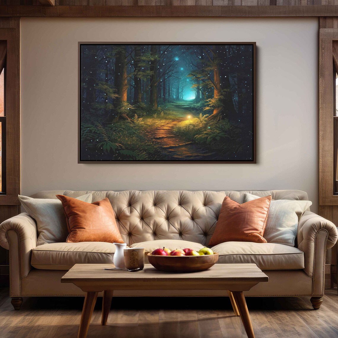 Moonlit Forest Path Illustration, Art Print - Image 3