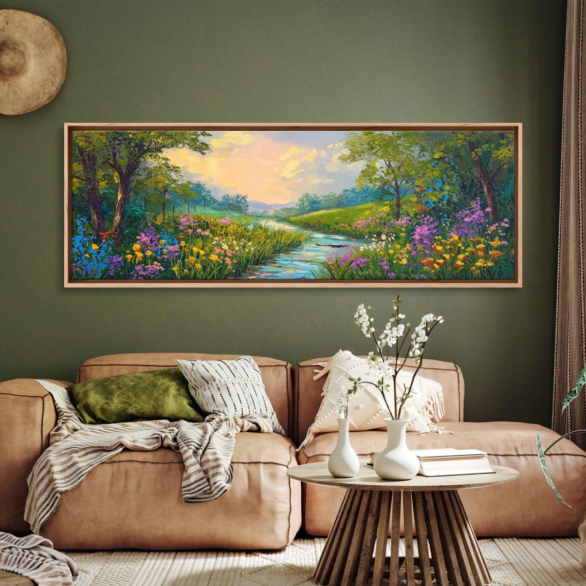 Colorful Wildflowers Lining A Stream At Golden Sunset Poster - Image 3