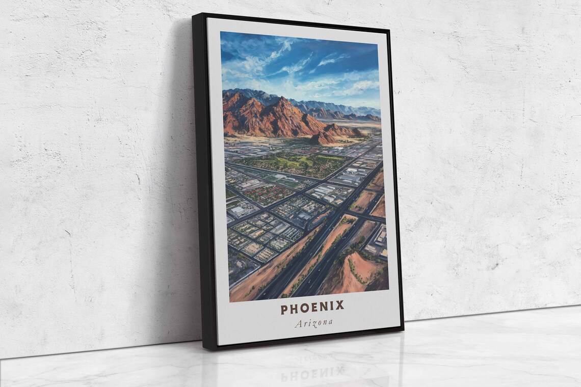 Phoenix Arizona Camelback Mountain Desert Skyline View Travel Poster - Image 2