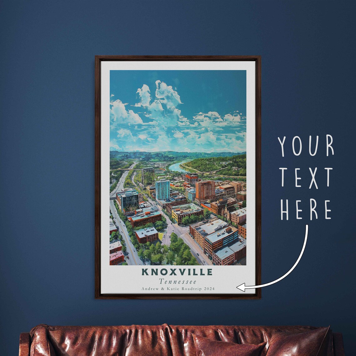 Knoxville Tennessee Aerial Downtown River Green Hills Day Poster - Image 3