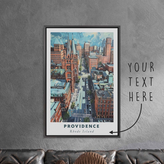 Providence Rhode Island Acrylic Painting Travel Art Framed Wall Art Framed Fine Art Poster Paper Print Travel Home Decor