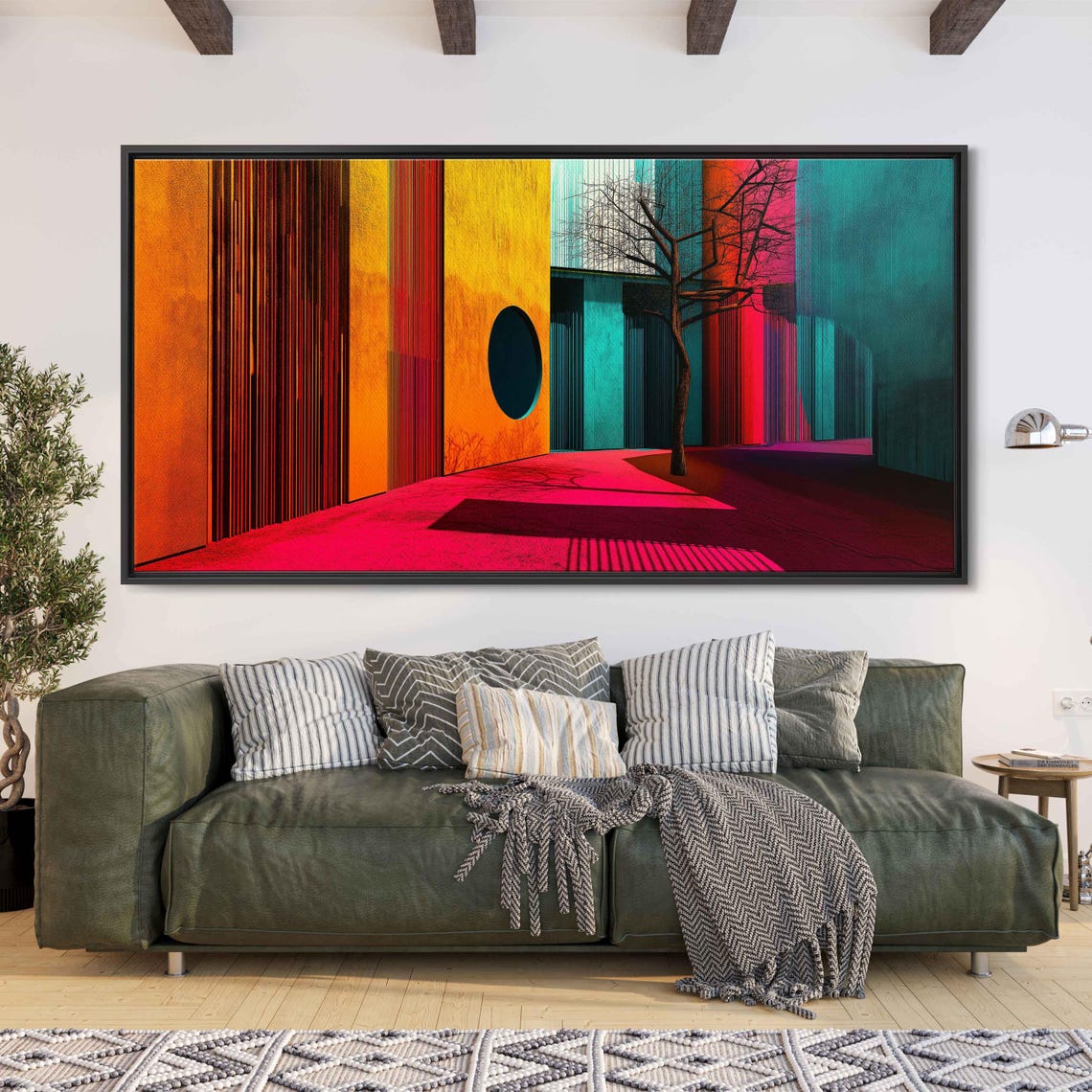 Japanese Zen Garden Wall Art Print Abstract Colors Bold Brushstrokes Tranquility Movement