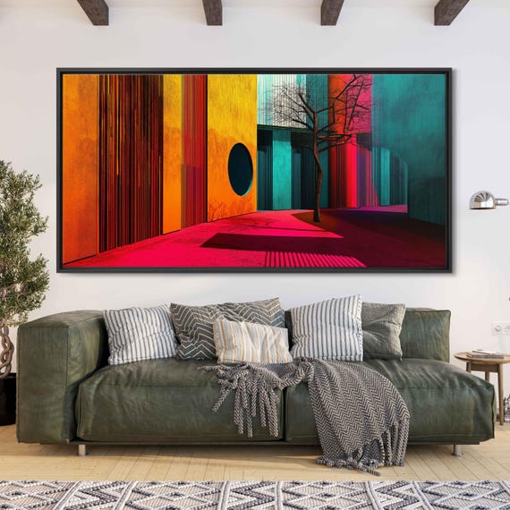 Japanese Zen Garden Wall Art Print Abstract Colors Bold Brushstrokes Tranquility Movement