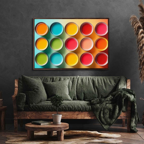 Colorful Soup Cans Wall Art Print Pop Art Tribute Geometric Arrangement Art