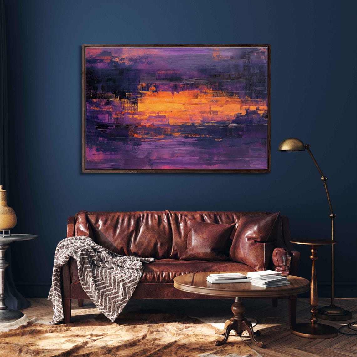 Serene Sunset Landscape Wall Art Print Vibrant Oranges Soft Purples Inspired By Nature - Image 3