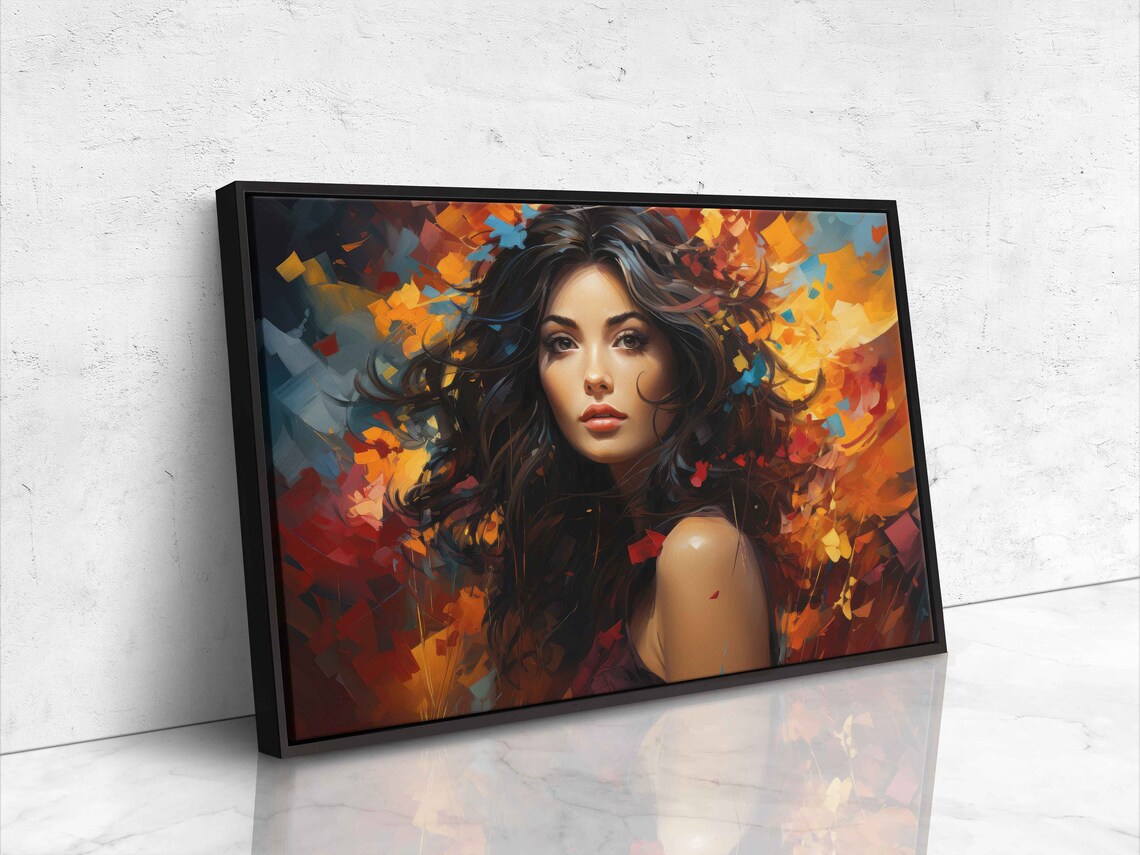Palette Knife Woman Portrait Autumn Colors Modern Abstract Lady Art - Image 4