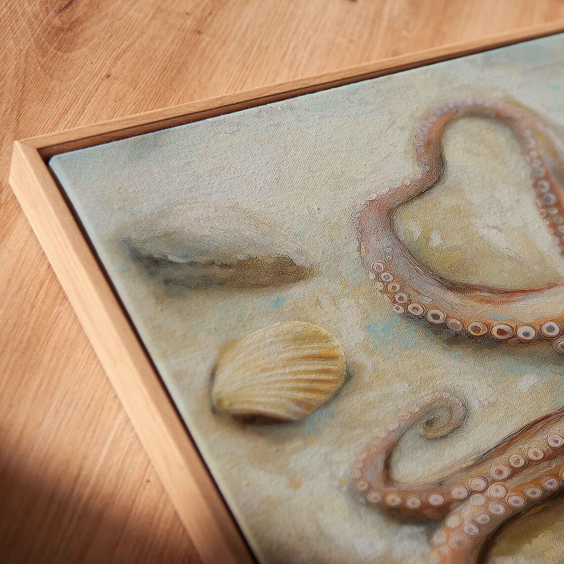 Octopus Camouflaging Art Print, Ocean Floor Sandy Tones - Image 2