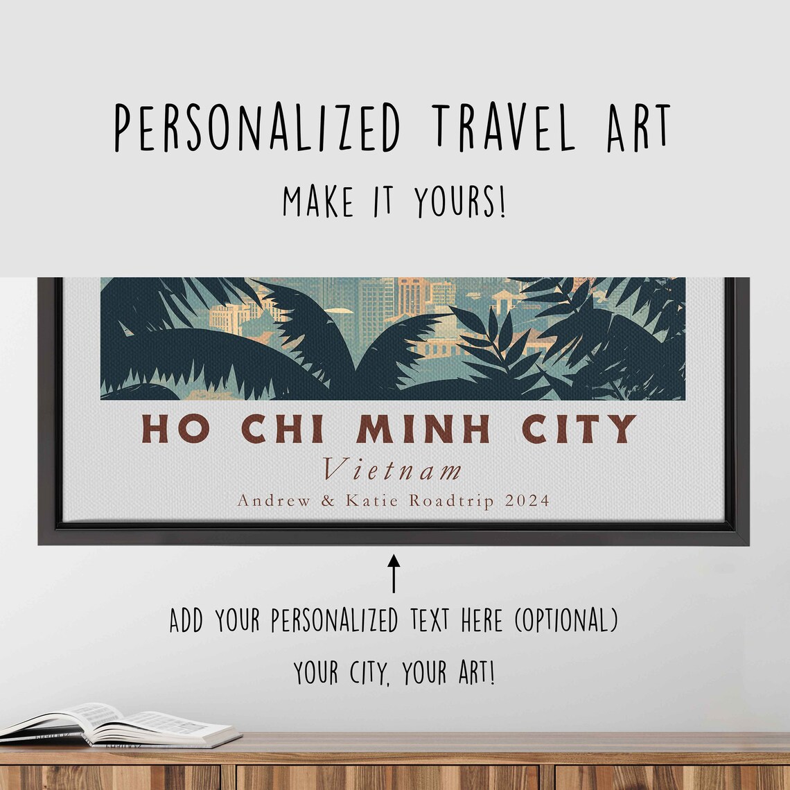 Ho Chi Minh City Vietnam Skyline Palms Sunset Minimalist Travel Poster - Image 4