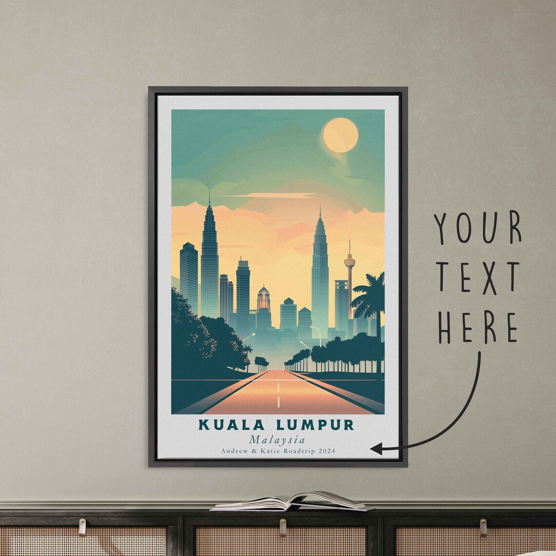 Kuala Lumpur Malaysia Petronas Towers Skyline Sunset Travel Poster - Image 3