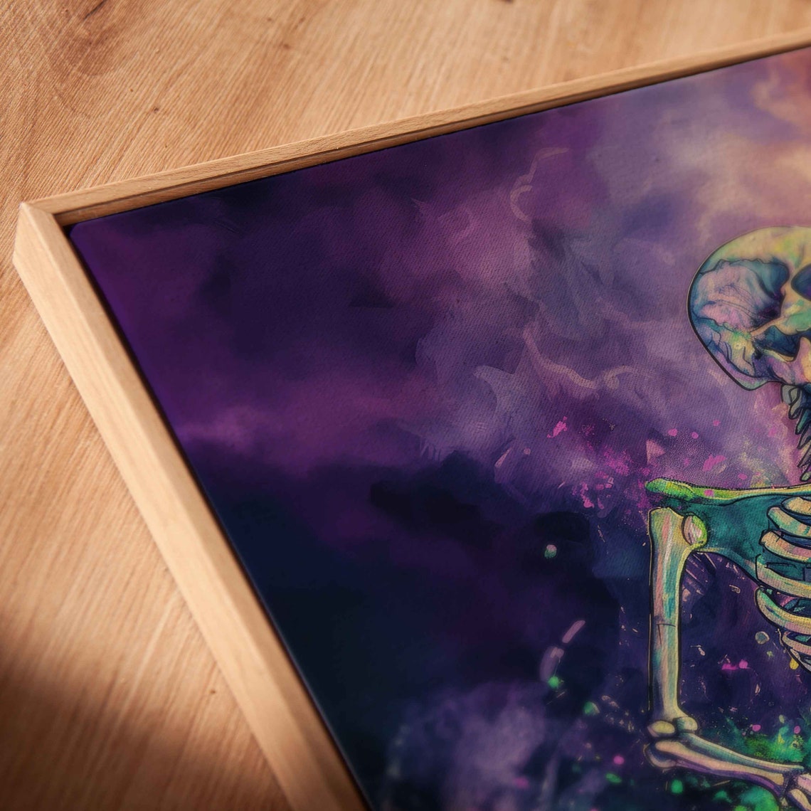 Skeleton Playing Electric Guitar Haunted Castle Night Music Poster - Image 2