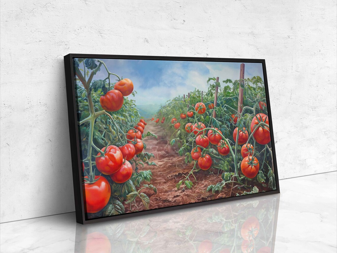 Tomato Garden Rows Ripe Red Tomatoes Vibrant Oil Painting Print - Image 4