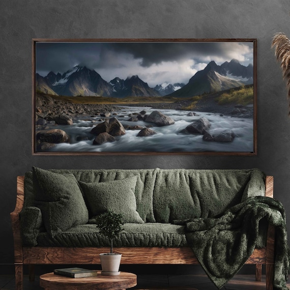 Mountains Stream Hdr Landscape Photo Print Long Exposure Photography High Resolution Framed Print Ready To Hang