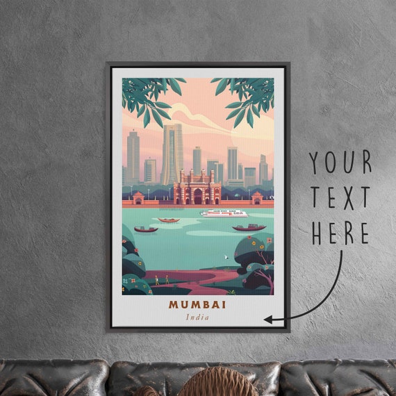 Mumbai India Acrylic Painting Travel Art Framed Wall Art Framed Fine Art Poster Paper Print Travel Home Decor