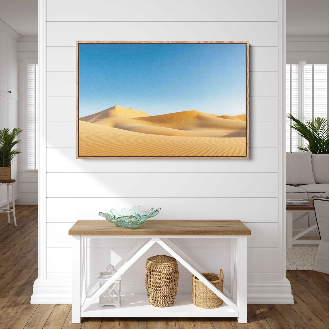 Golden Desert Sand Dunes Under Clear Blue Sky Minimalist Poster - Image 2