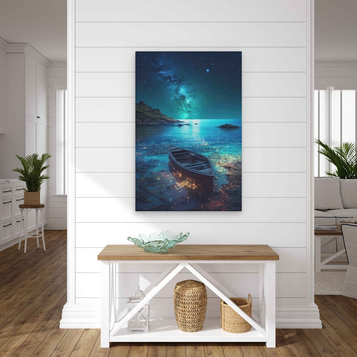 Van Gogh-Inspired Boat on a Beach at Night Art Print - Image 2