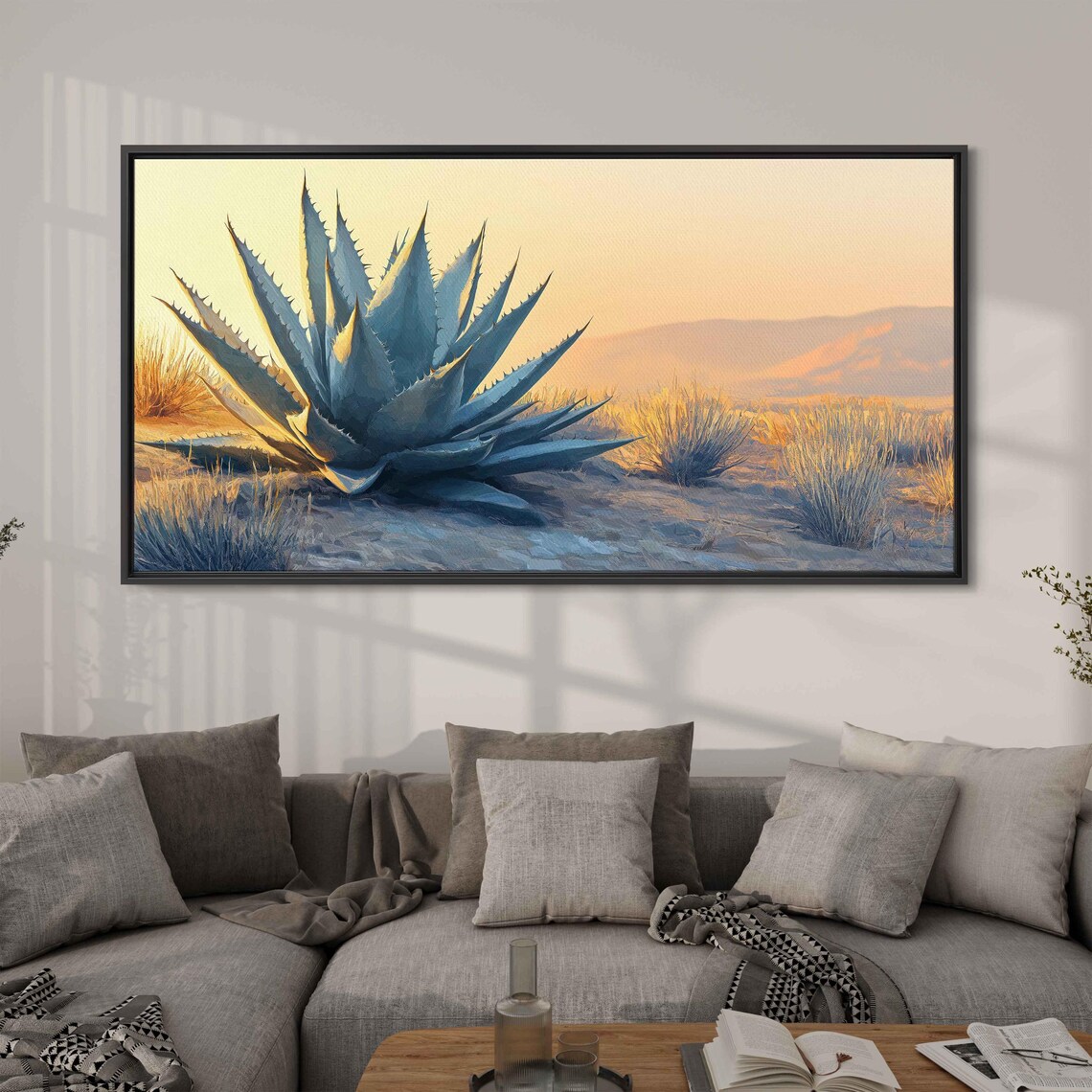 Agave Plant at Sunrise Soft Gold Desert Morning Light Poster
