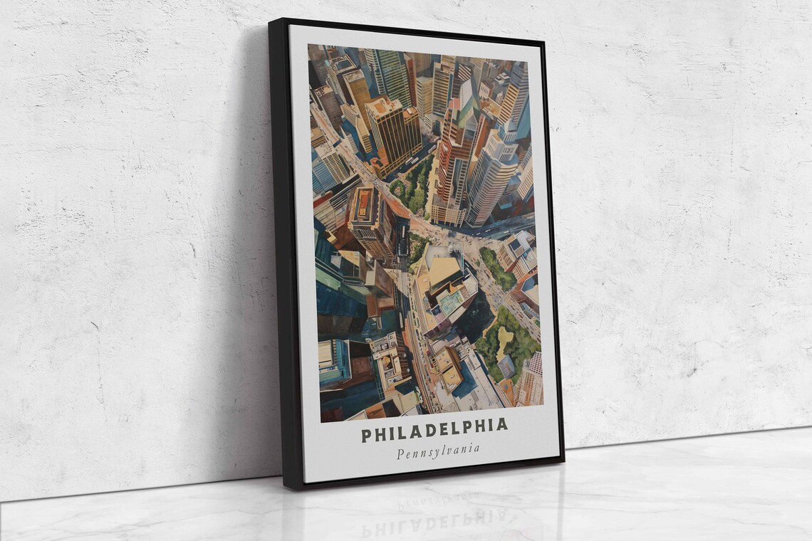Philadelphia Pennsylvania Aerial Skyscrapers Downtown Overhead Poster - Image 2