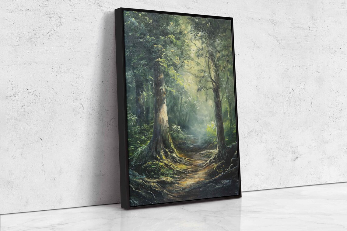 Lush Forest Path Wall Art Print Gift For Nature Lover Wooded Walkway Serene Outdoors Ready To Hang - Image 4