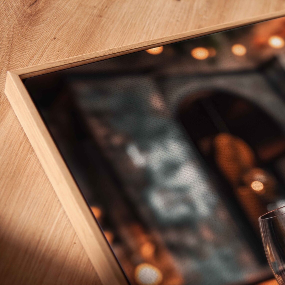 Elegant Red Wine Glass On Bar Moody Ambient Light Photography Poster - Image 2