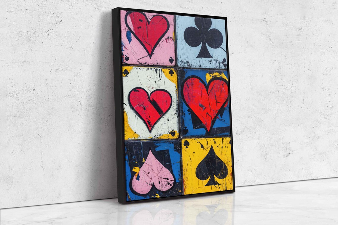 Pop Art Playing Card Suits Wall Art Print Man Cave Decor Gift For Him High Stakes Ready To Hang - Image 4