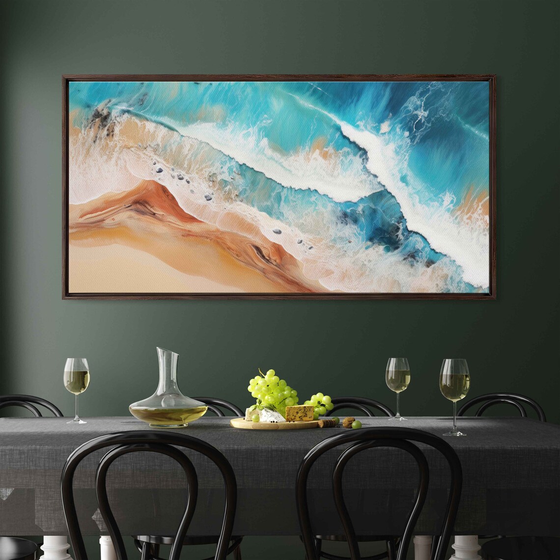 Abstract Aerial Ocean Waves Swirling Foam Terracotta Sand Beach Art Print - Image 3