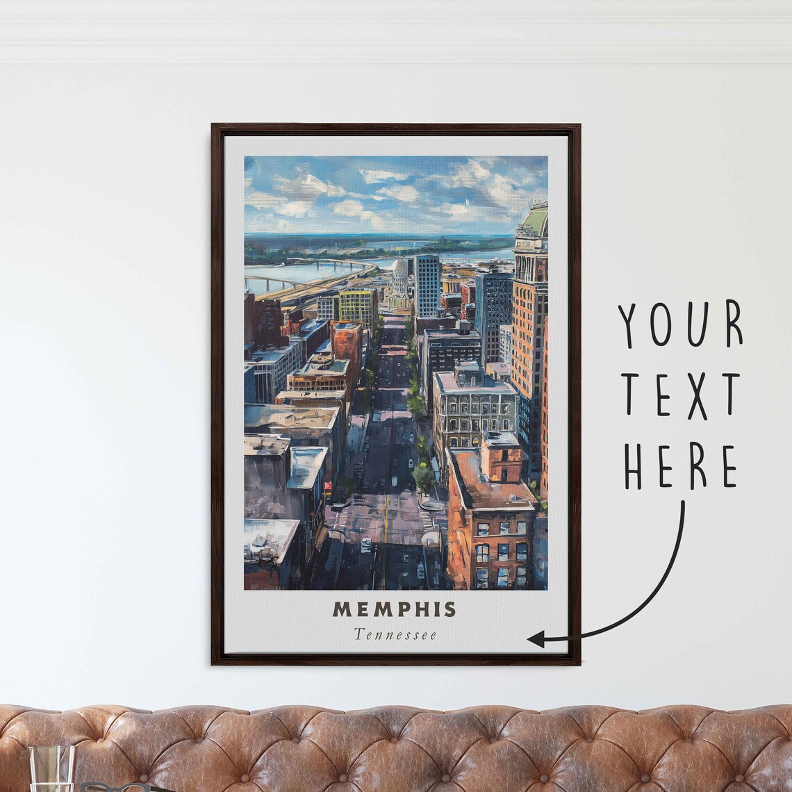 Memphis Tennessee Downtown Street Aerial Mississippi River View Poster