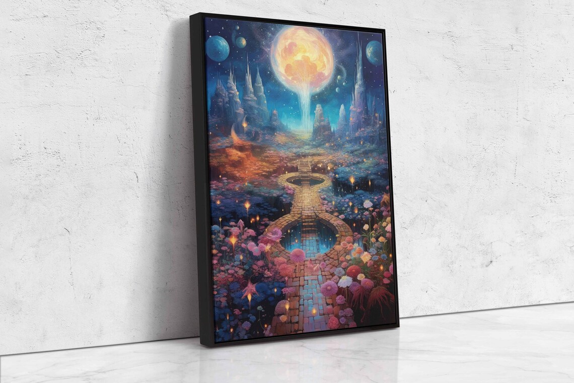 Surreal Moonlit Celestial Path, Abstract Art Print - Image 4