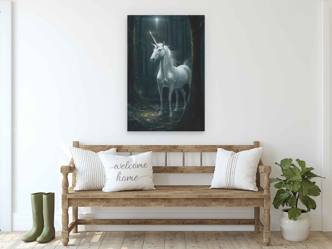 Ancient Unicorn In Enchanted Forest Art Print - Image 2