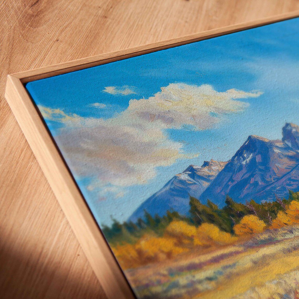 Grand Teton Peaks Autumn Golden Meadow Mountain Range Art Poster - Image 2