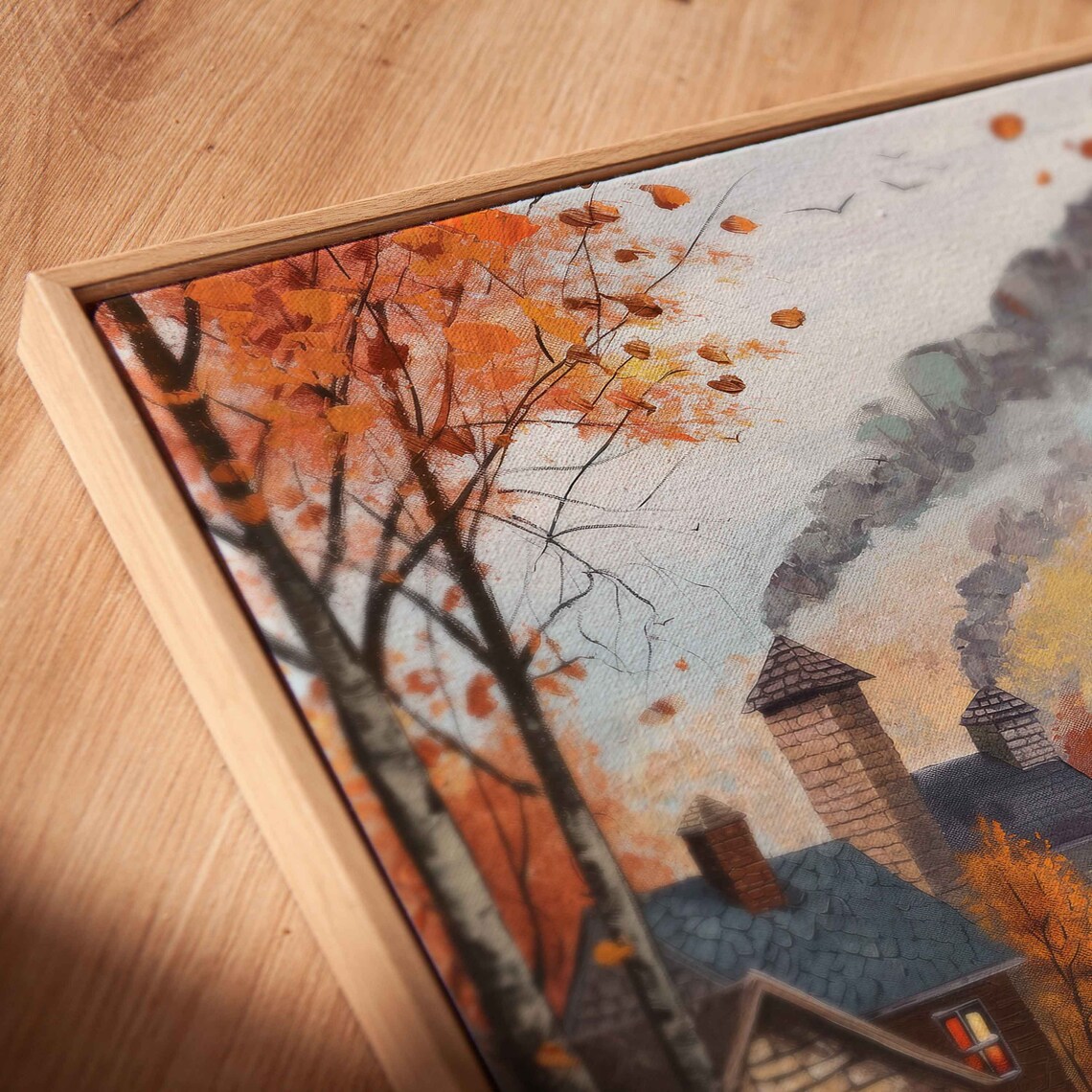 Cozy Autumn Village Street Charming Cottages Fall Foliage Poster - Image 2