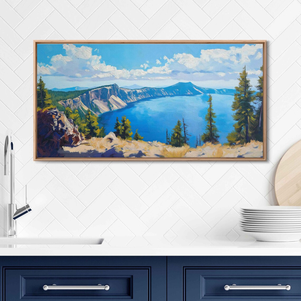 Crater Lake Scenic View Poster, Deep Blue Waters