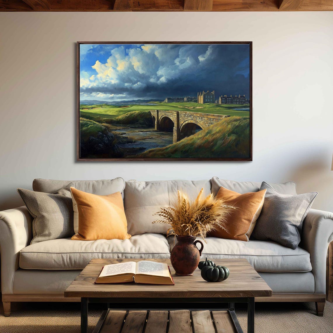 St Andrews Old Course Swilcan Bridge Dramatic Clouds Golf Poster