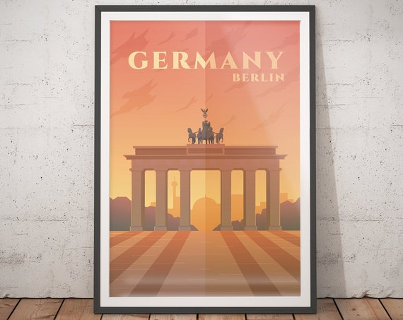 Berlin Vintage Travel Poster, Minimalist Art Print