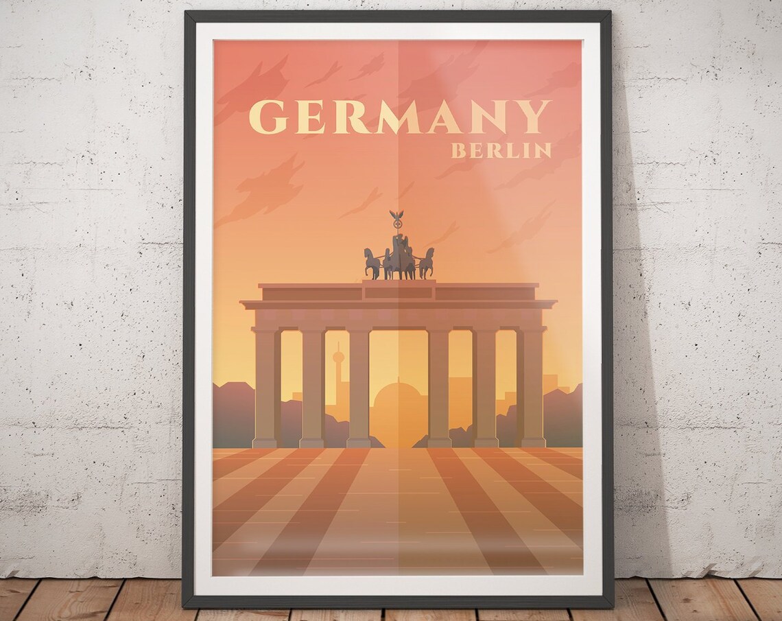 Berlin Vintage Travel Poster, Minimalist Art Print