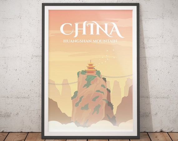China Vintage Travel Poster, Minimalist Art Print