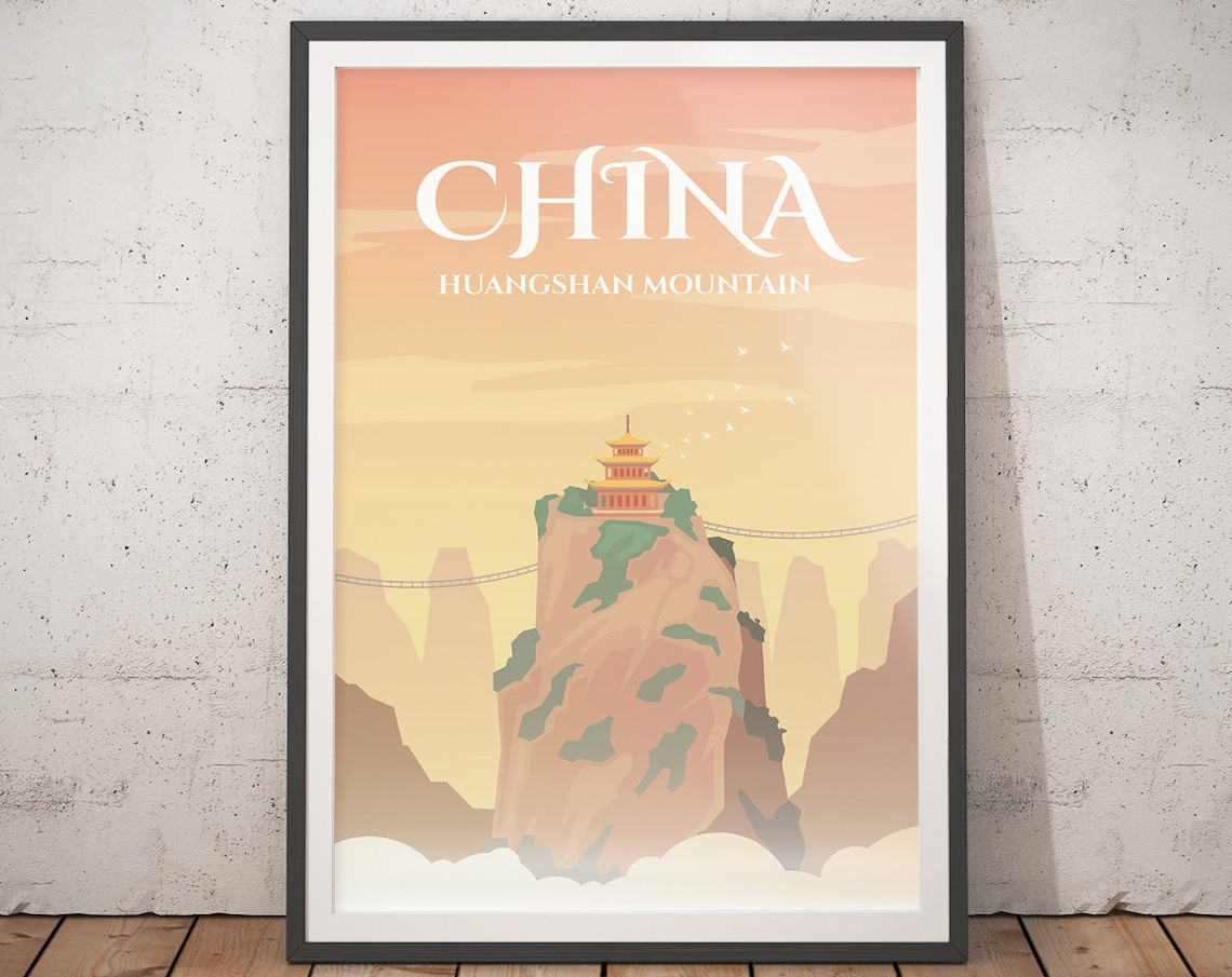 China Vintage Travel Poster, Minimalist Art Print
