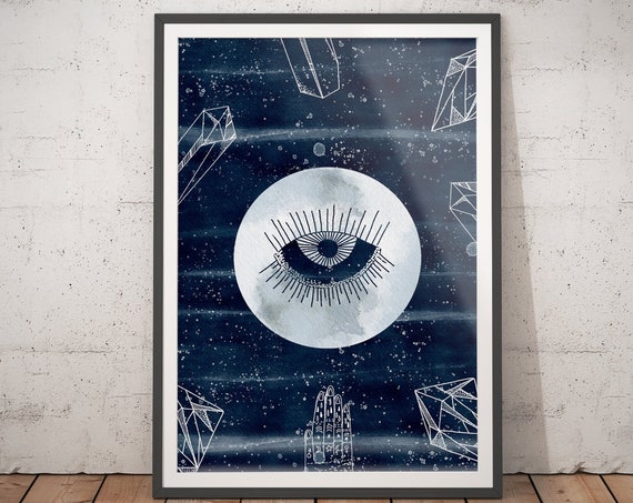 All Seeing Eye Print Mindfulness Gift Constellation Print Celestial Watercolor Astrology Gifts Astrology Poster Best Friend Gift