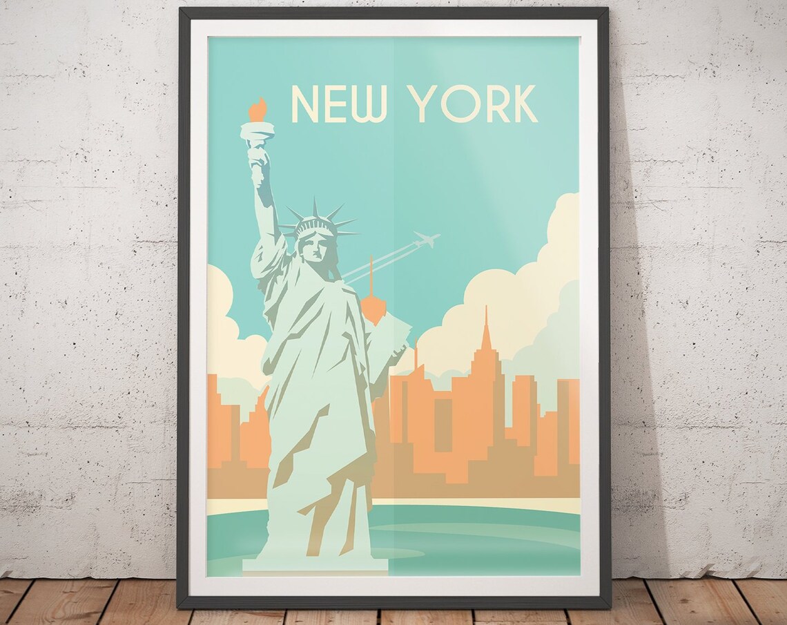 New York Vintage Travel Poster, Minimalist Art Print