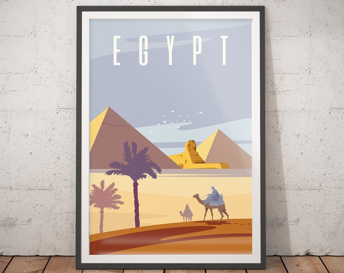 Egypt Vintage Travel Poster, Minimalist Art Print