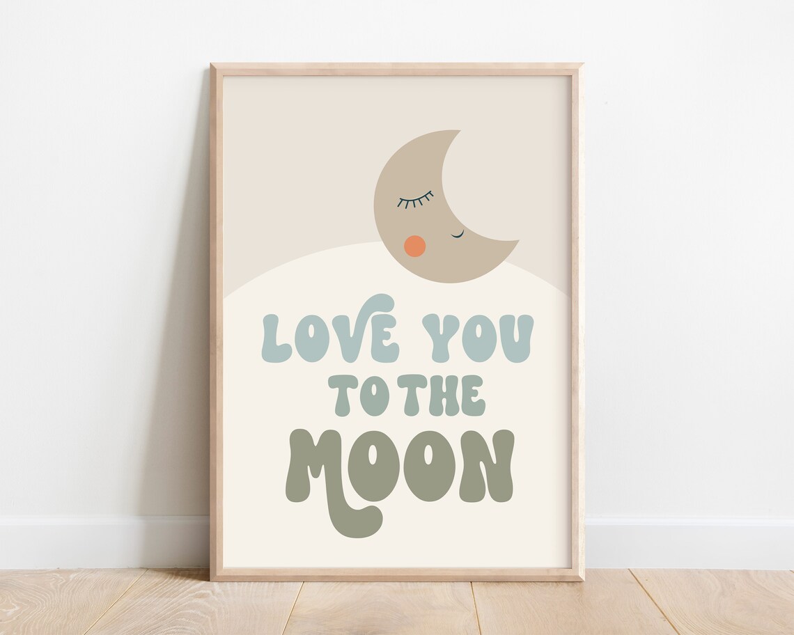 Boho Kids Moon Affirmation Playroom Art Print