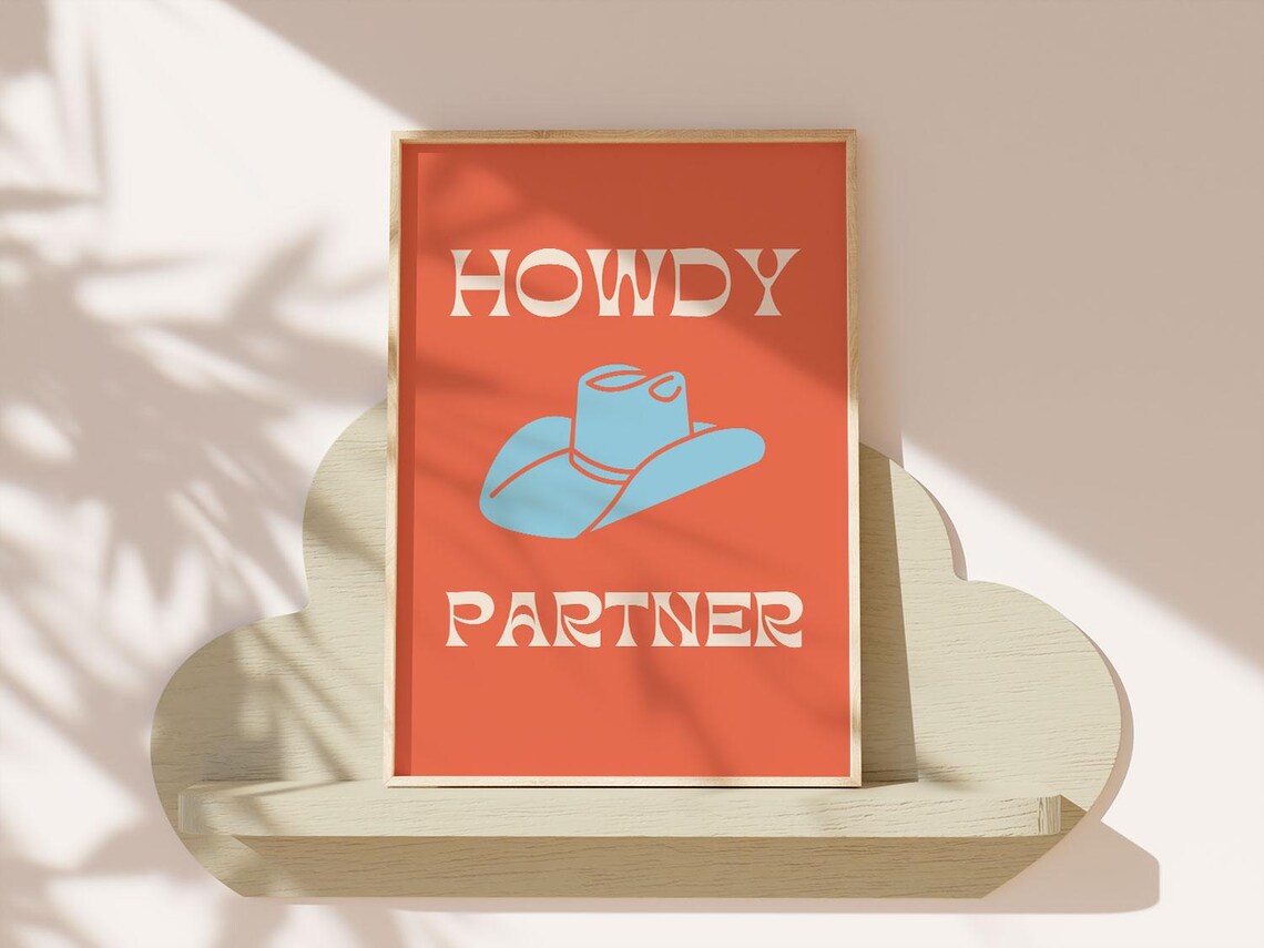 Howdy Partner Print, Whimsical Western Nursery Art Print - Image 3
