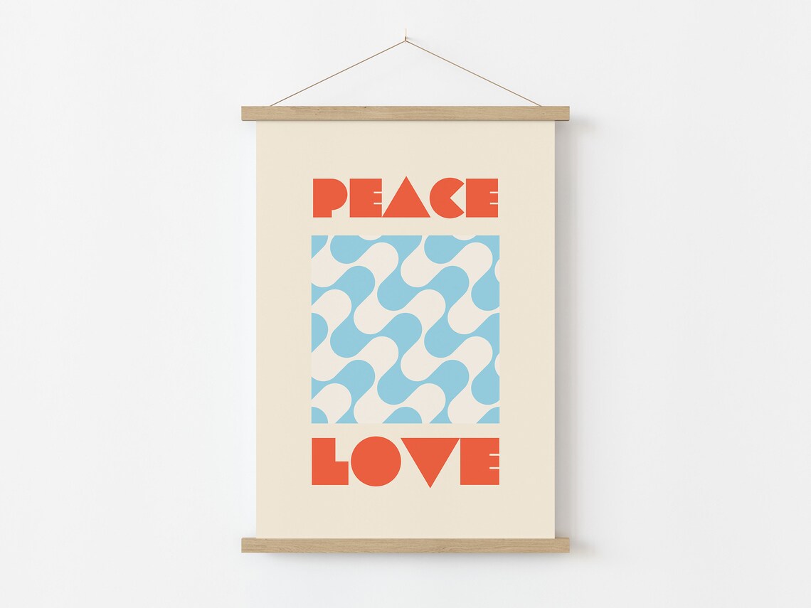 Peace Love Kids Room Abstract Squiggles Art Print - Image 3