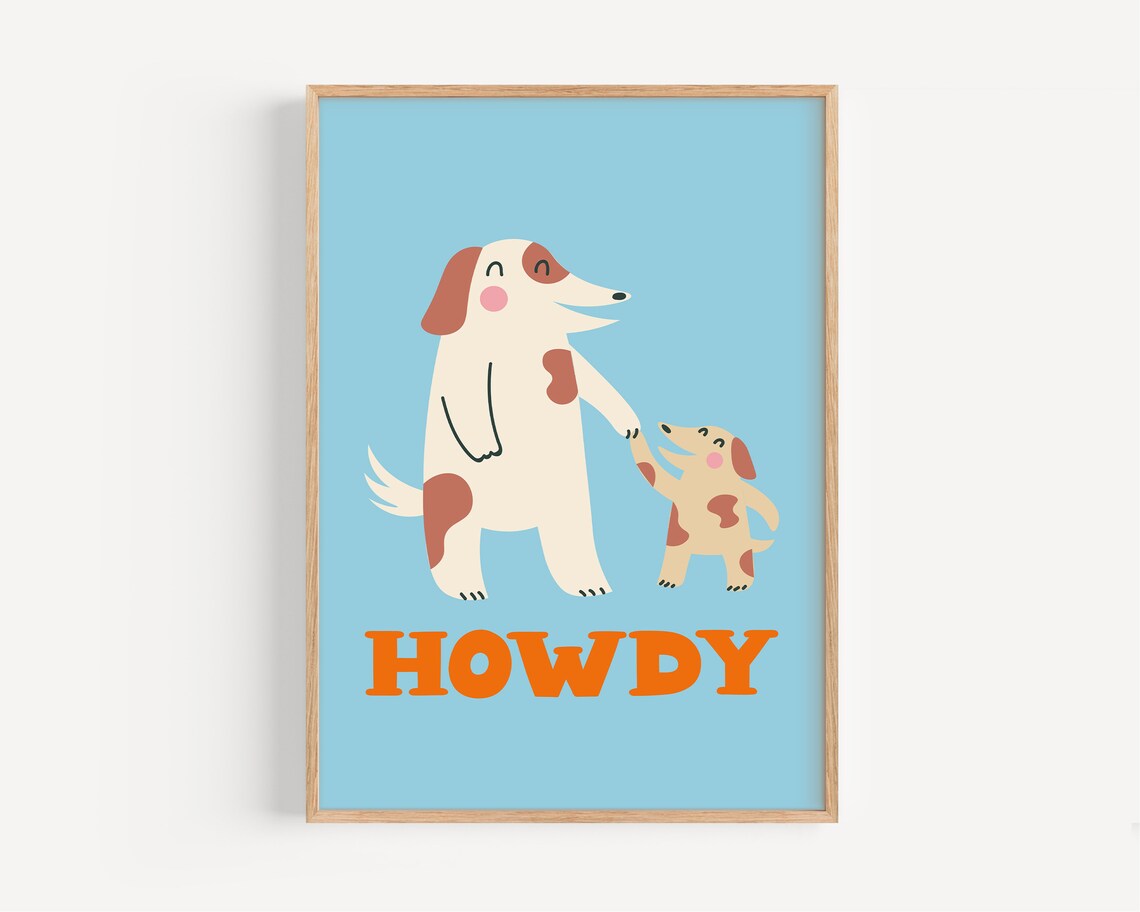Howdy Dog Kids Room Cute Animal Art Print - Image 5