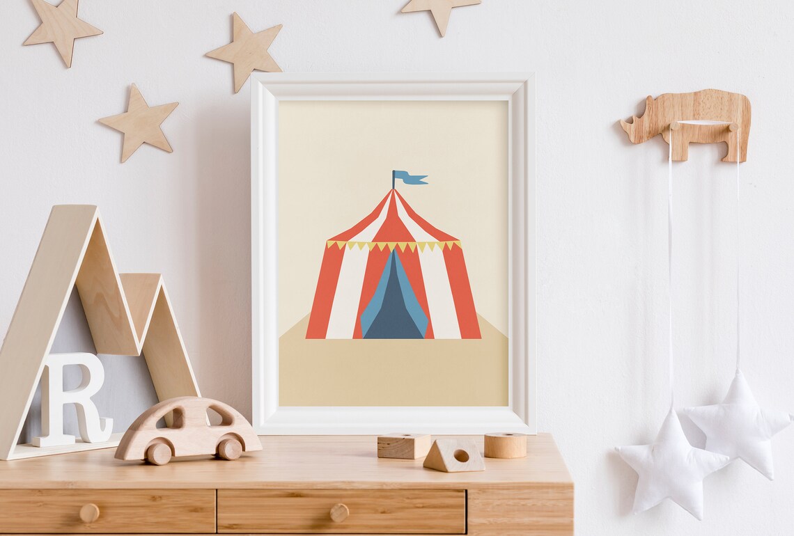 Circus Tent Kids Retro Nursery Art Print - Image 5