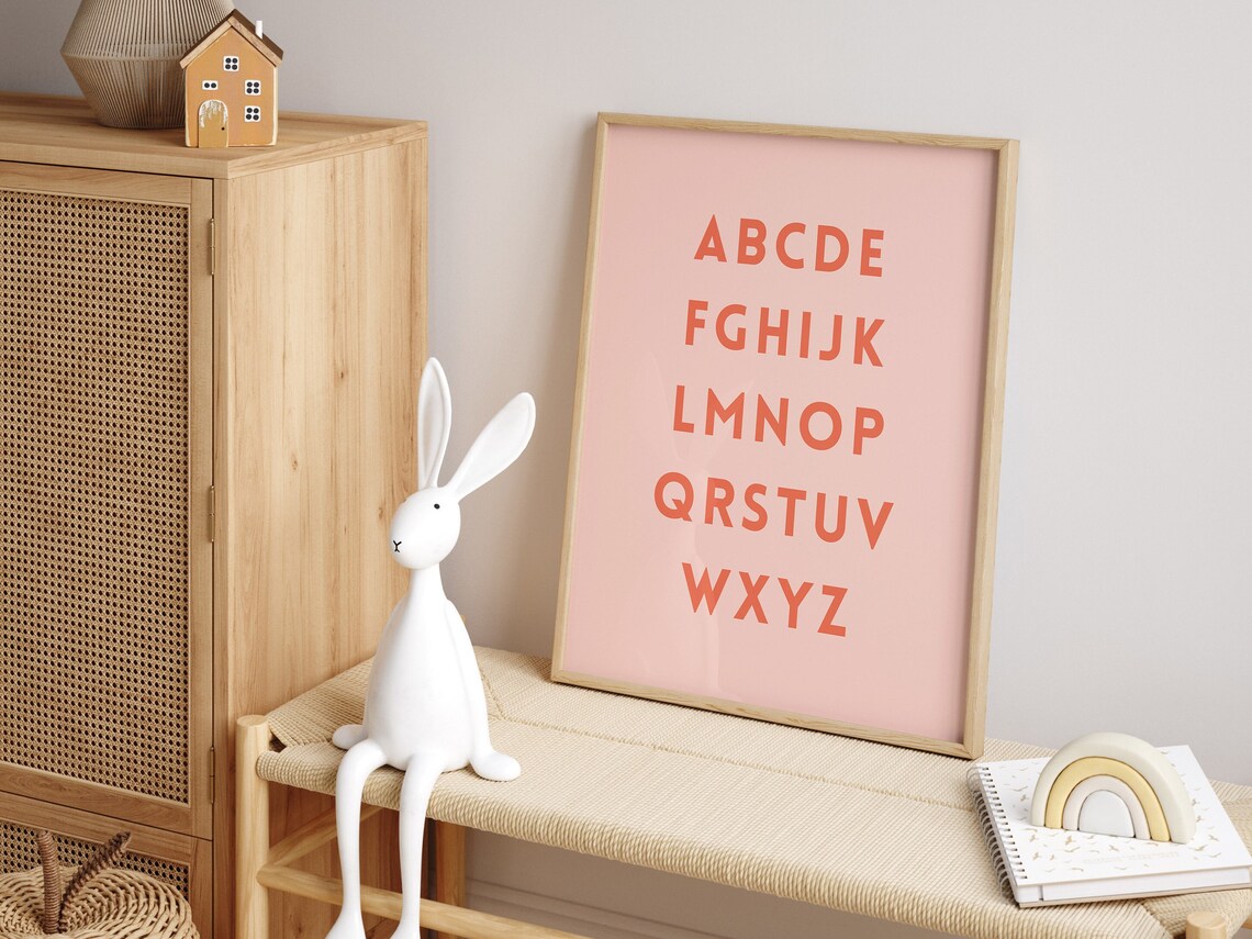 Pink Alphabet Kids Print, Modern Scandinavian Poster - Image 3